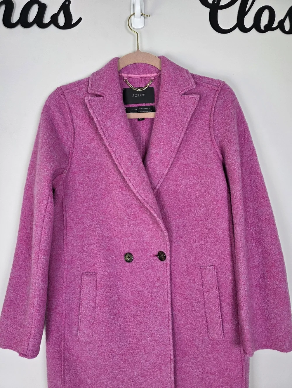 J. Crew Bright Pink Daphne Italian Boiled Wool Coat Size 0 - Picture 4 of 11